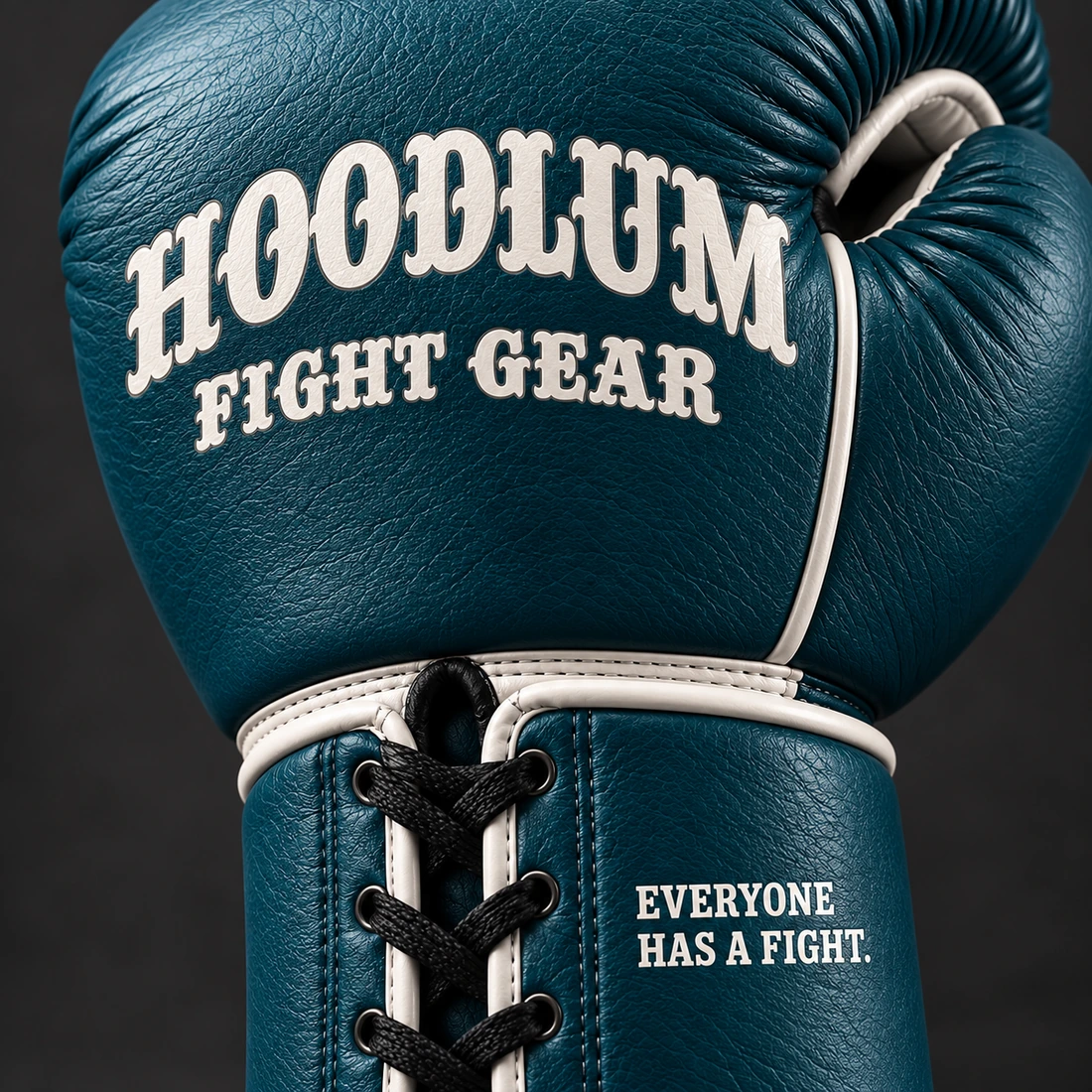 Steel Lace-Up Gloves — Petrol / Chalk — Branding detail (AI demo concept)