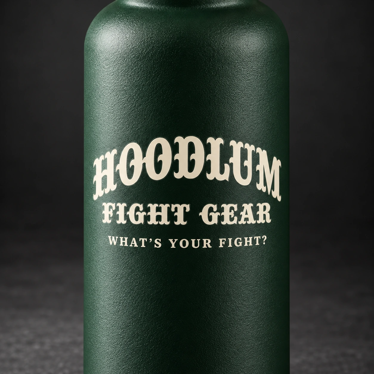 Steel Water Bottle — Forest / Sand — Branding detail (AI demo concept)