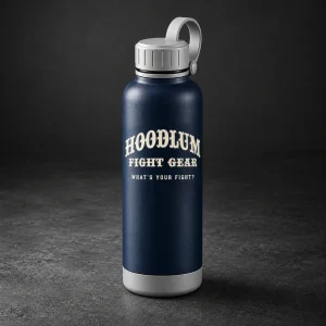 Steel Water Bottle — Midnight / Ice — Three-quarter view (AI demo concept)