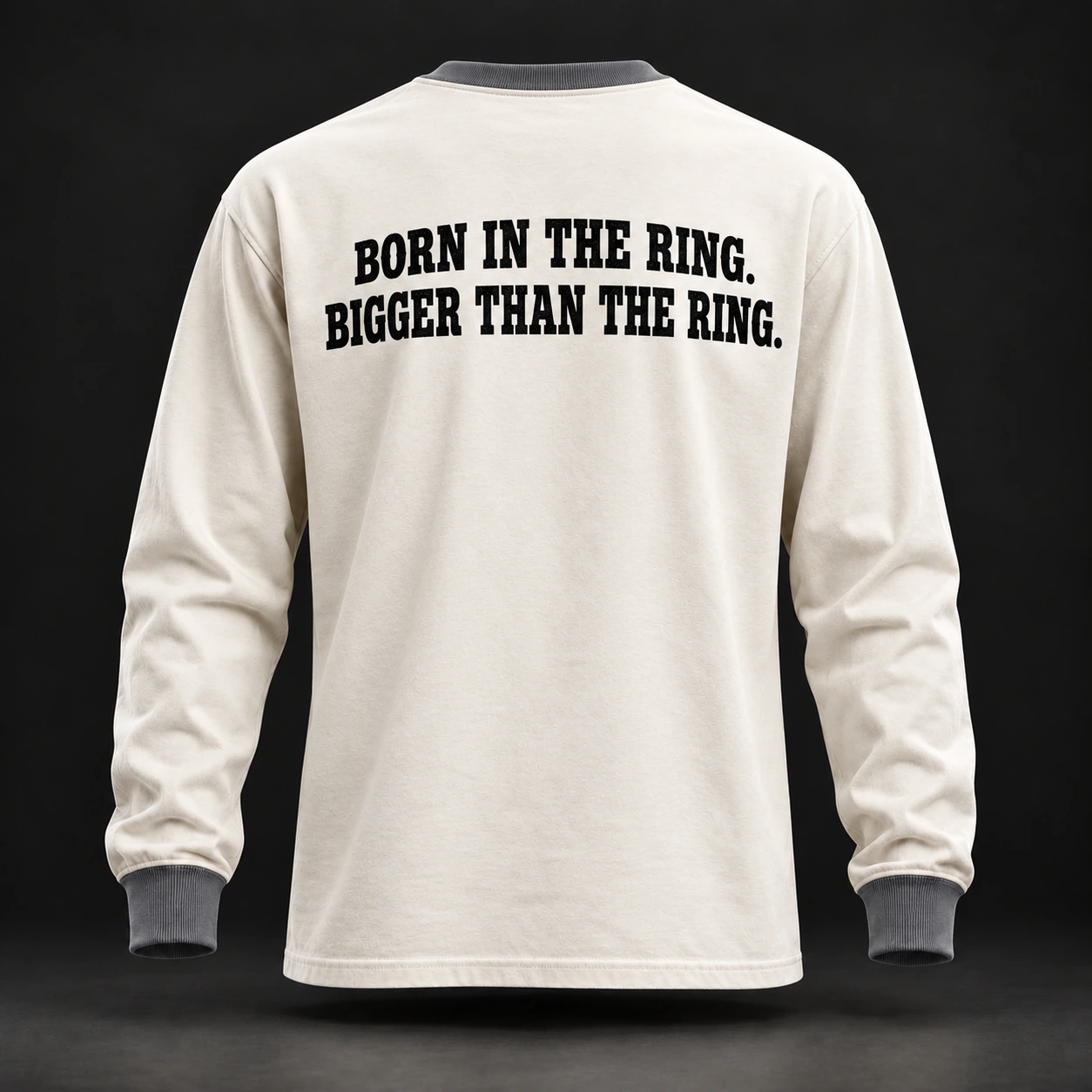 Story Long Sleeve Tee — Bone / Graphite — Back view (AI demo concept)
