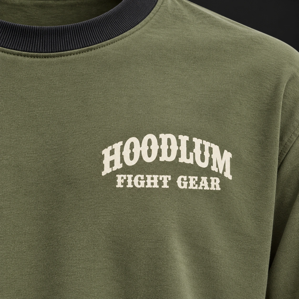 Story Long Sleeve Tee — Olive / Carbon — Branding detail (AI demo concept)