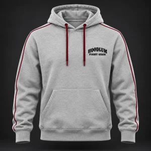 Strike Grapple Repeat Hoodie — Ash / Burgundy — Front view (AI demo concept)
