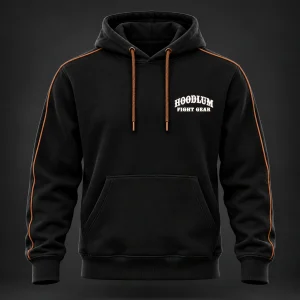 Strike Grapple Repeat Hoodie — Black / Copper — Front view (AI demo concept)