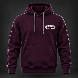 Strike Grapple Repeat Hoodie — Plum / Pewter — Front view (AI demo concept)