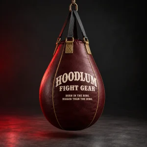 Teardrop Bag — Oxblood / Brass — Three-quarter view (AI demo concept)