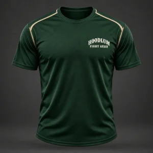 Three Disciplines Tee — Forest / Sand — Front view (AI demo concept)