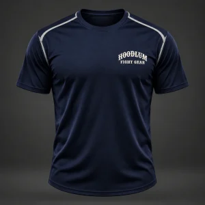 Three Disciplines Tee — Midnight / Ice — Front view (AI demo concept)