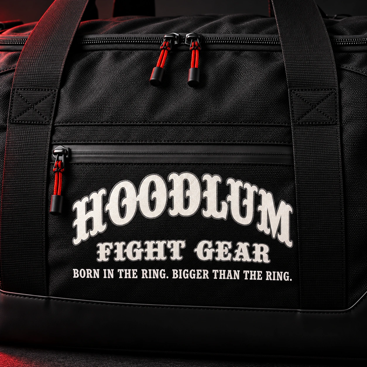 Training Duffel — Branding detail (AI demo concept)