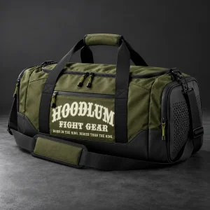 Training Duffel — Olive / Carbon — Three-quarter view (AI demo concept)