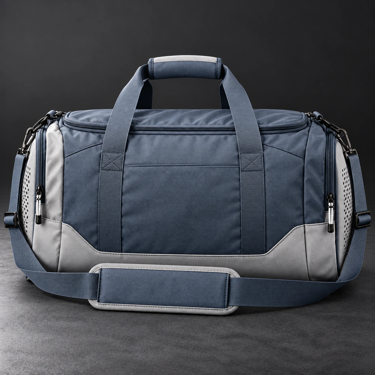 Training Duffel — Slate / Glacier — Rear view (AI demo concept)
