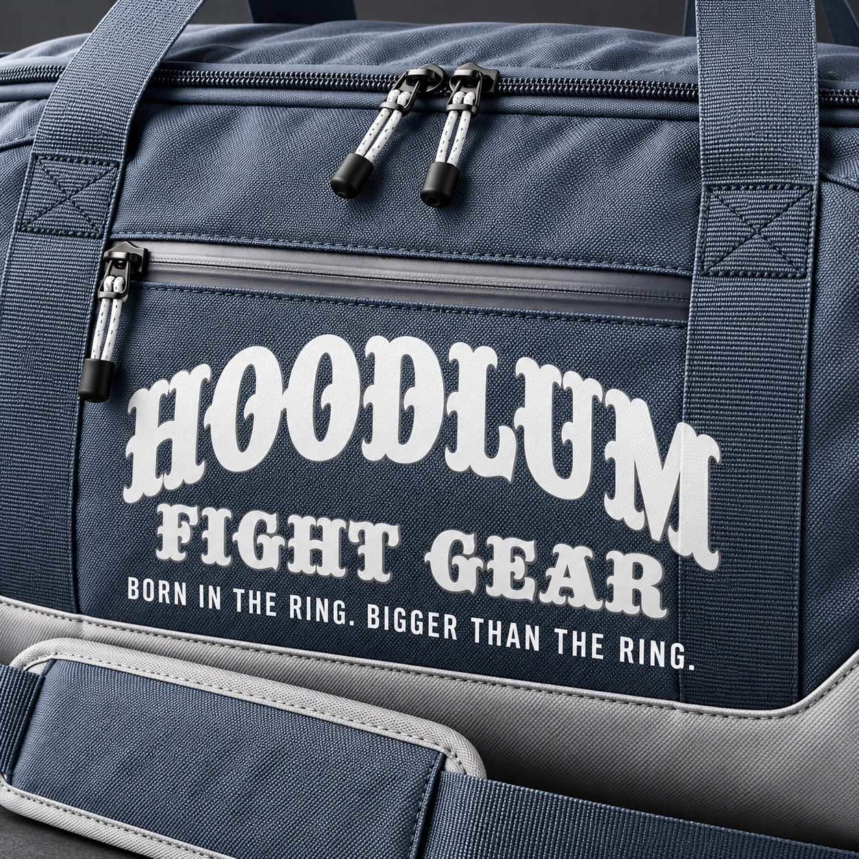 Training Duffel — Slate / Glacier — Branding detail (AI demo concept)