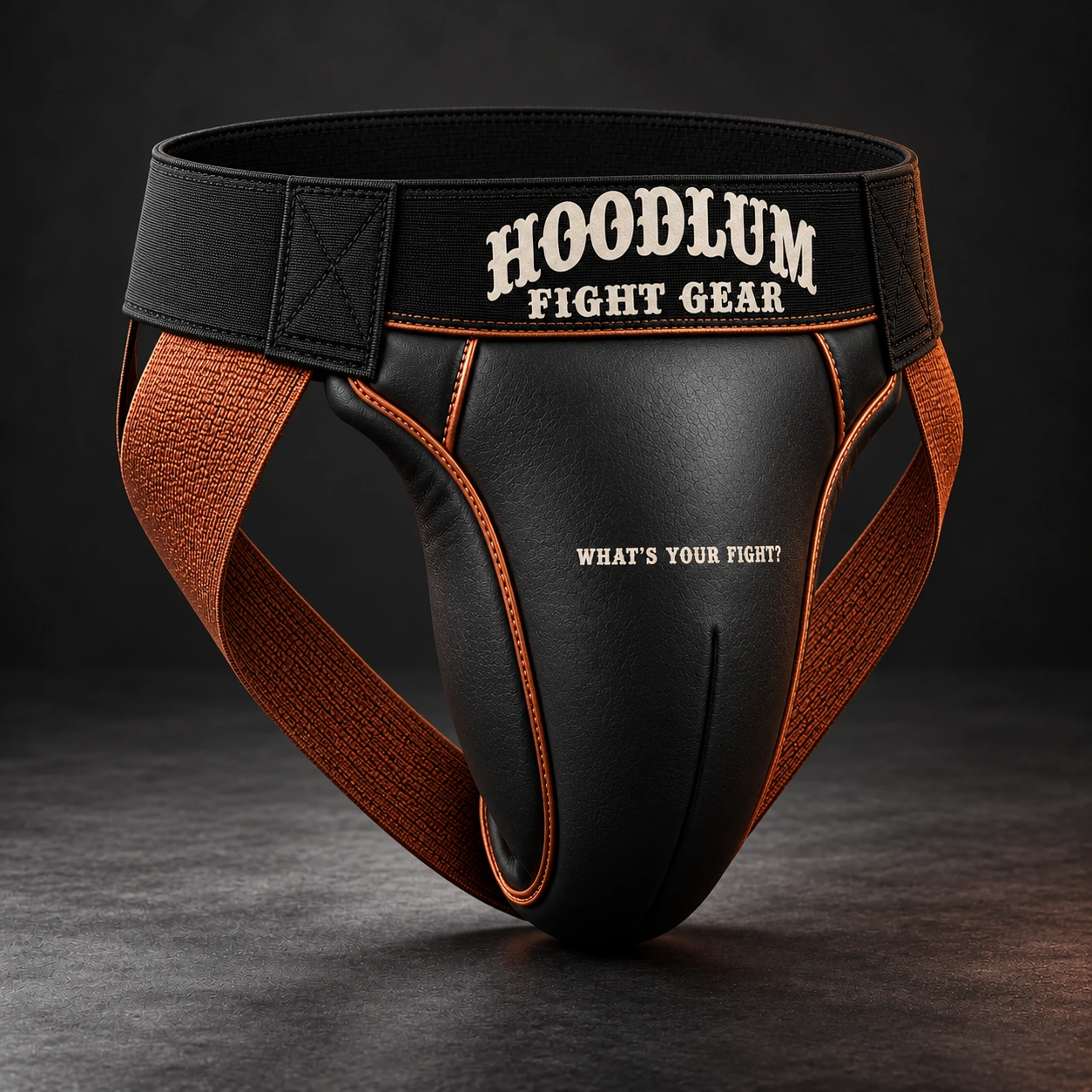 Training Groin Guard — Black / Copper — Opposite-side view (AI demo concept)