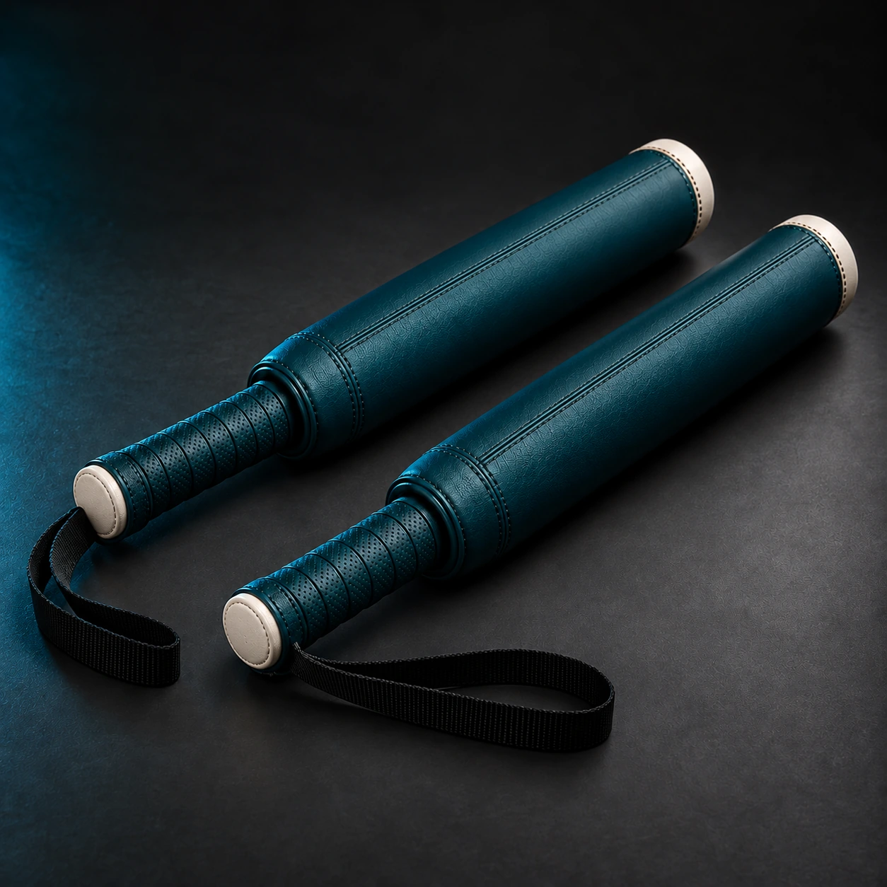 Training Sticks — Petrol / Chalk — Rear view (AI demo concept)