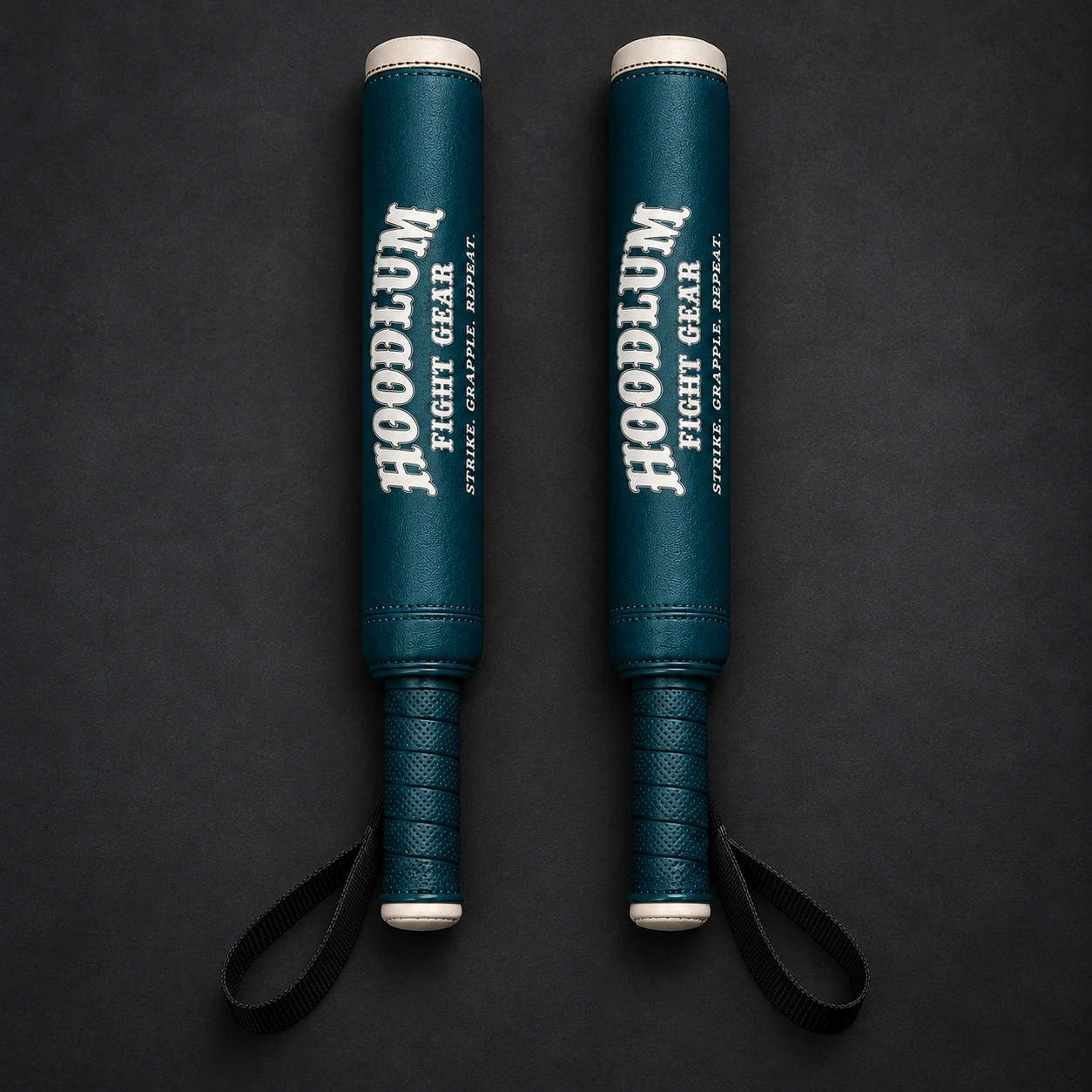 Training Sticks — Petrol / Chalk — Top view (AI demo concept)