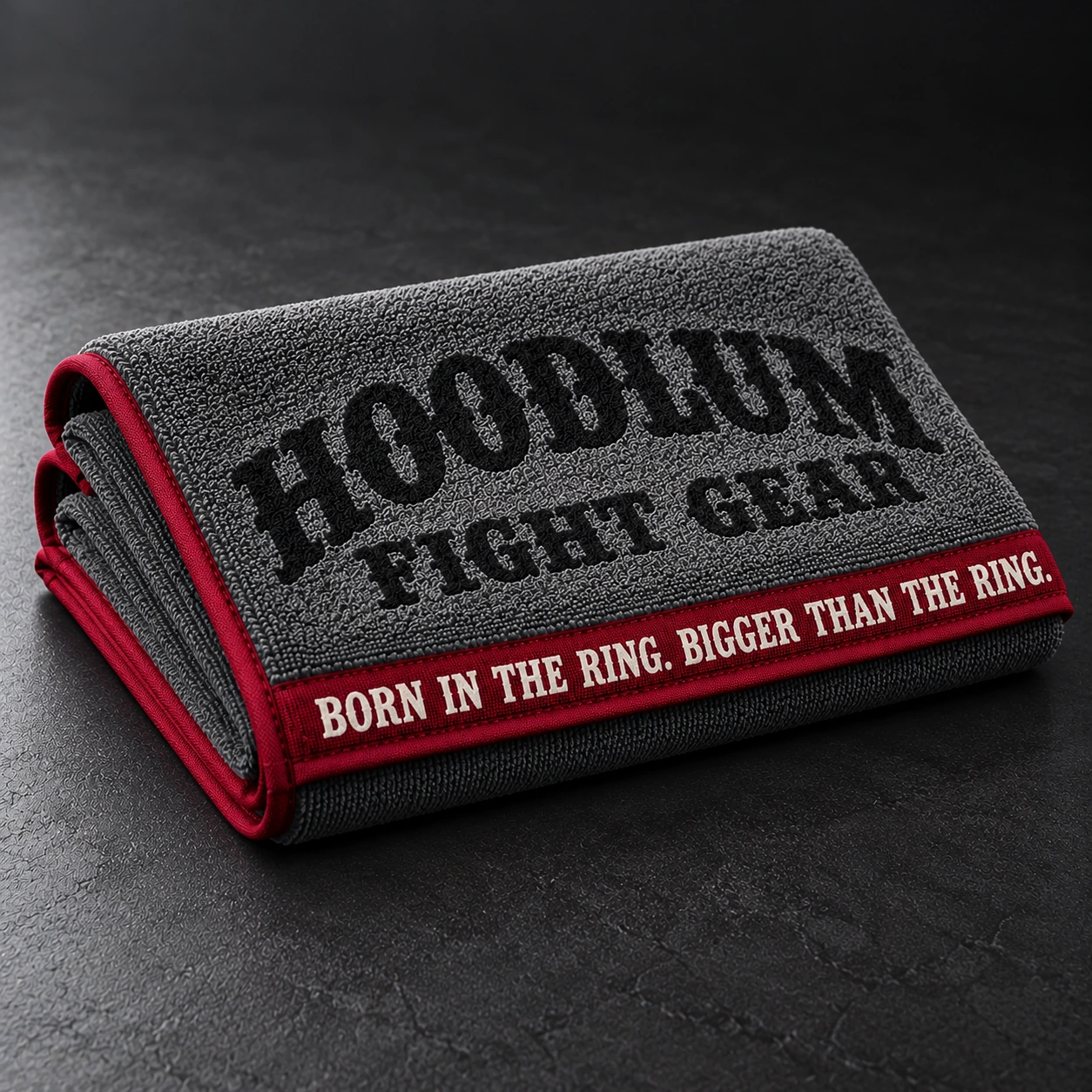 Training Towel — Ash / Burgundy — Opposite-side view (AI demo concept)