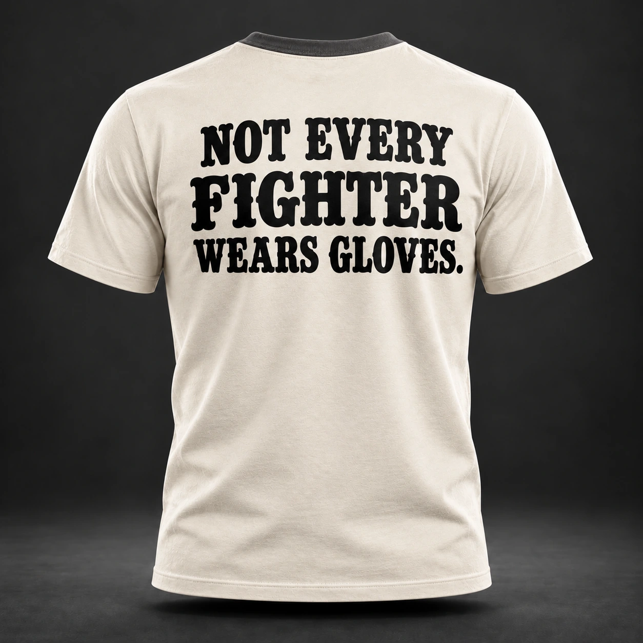 Unseen Fighter Tee — Bone / Graphite — Back view (AI demo concept)