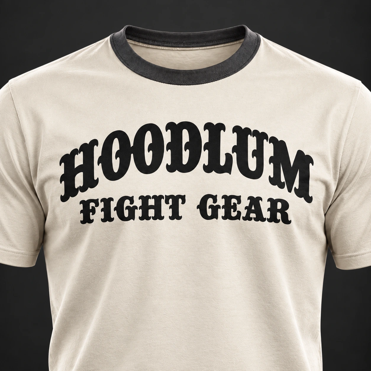 Unseen Fighter Tee — Bone / Graphite — Branding detail (AI demo concept)