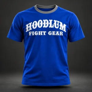 Unseen Fighter Tee — Cobalt / Steel — Front view (AI demo concept)