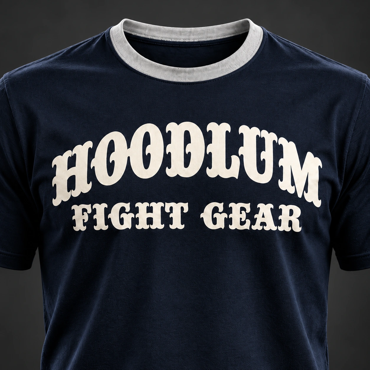Unseen Fighter Tee — Midnight / Ice — Branding detail (AI demo concept)