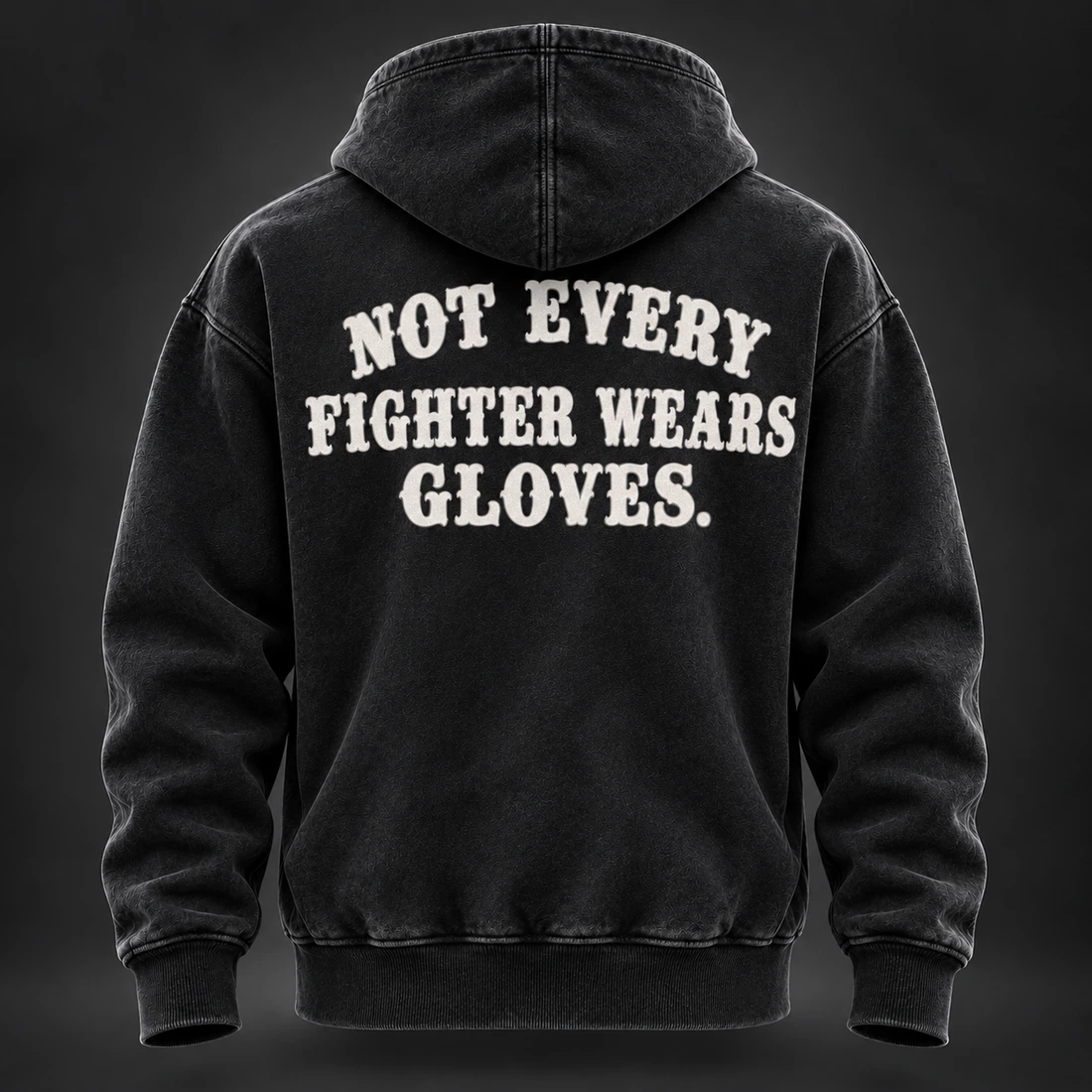 Unseen Fighter Zip Hoodie — Back view (AI demo concept)