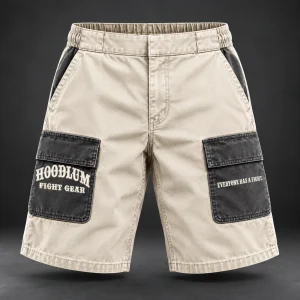 Unseen Work Utility Shorts — Bone / Graphite — Front view (AI demo concept)