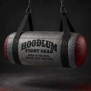 Uppercut Bag — Ash / Burgundy — Three-quarter view (AI demo concept)