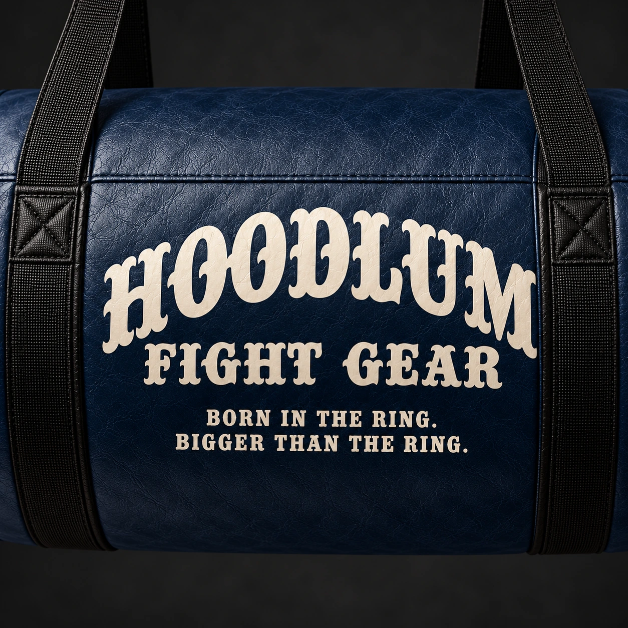 Uppercut Bag — Marine / Bone — Branding detail (AI demo concept)